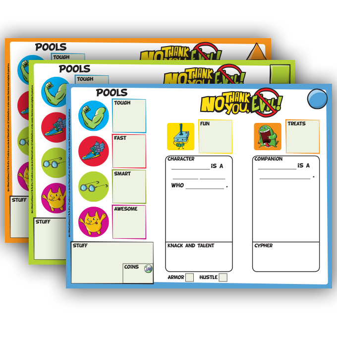 No Thank You Evil Write On Wipe Off Reusable Character Sheets Kickstarter Reward Monte Cook Games Store