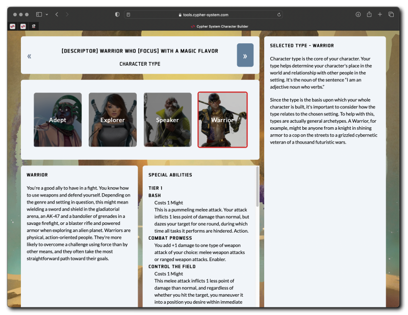 How to Use the Cypher System Character Builder - Monte Cook Games