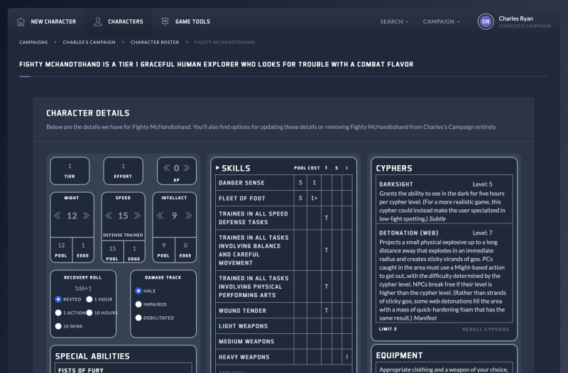 The Cypher System Character Builder Is Now Live! - Monte Cook Games